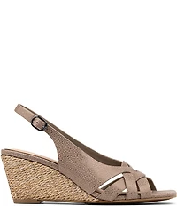 Donald Pliner Primm Metallic Leather Slingback Raffia Wedge Sandals