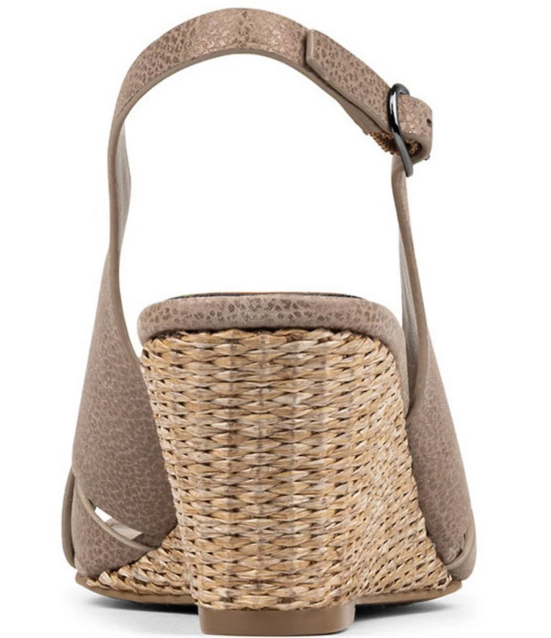 Donald Pliner Primm Metallic Leather Slingback Raffia Wedge Sandals