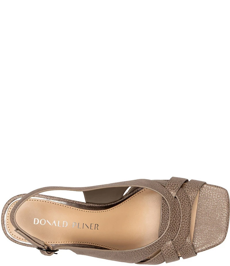Donald Pliner Primm Metallic Leather Slingback Raffia Wedge Sandals