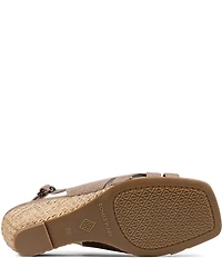Donald Pliner Primm Metallic Leather Slingback Raffia Wedge Sandals
