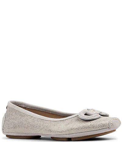Donald Pliner Reanna Textured Metallic Leather Bit Buckle Ballet Flats