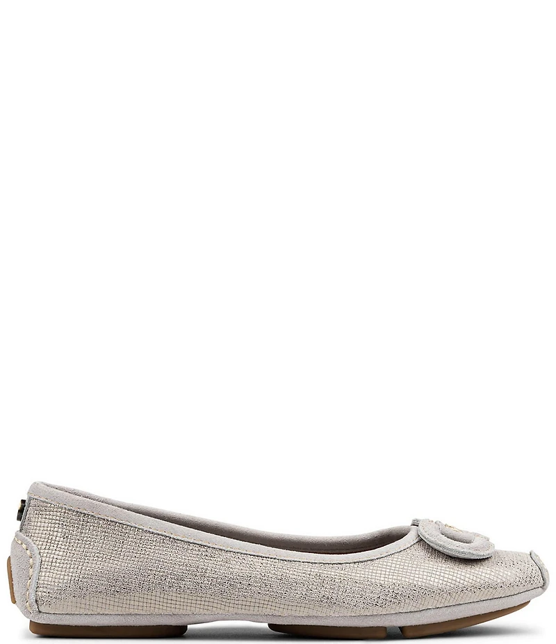 Donald Pliner Reanna Textured Metallic Leather Bit Buckle Ballet Flats