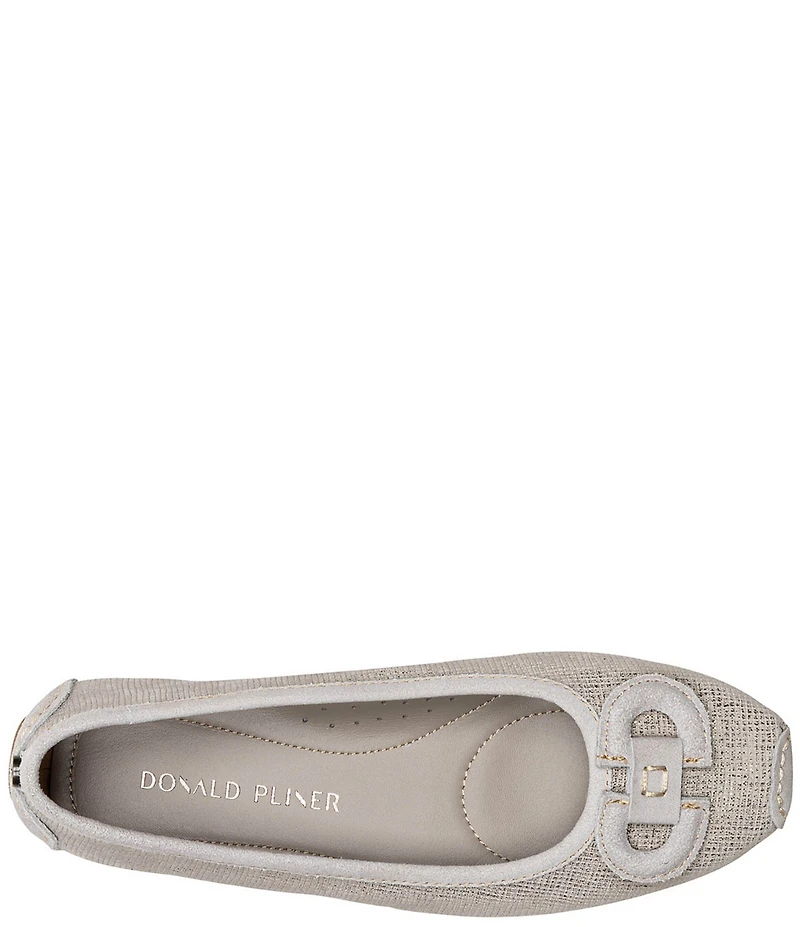Donald Pliner Reanna Textured Metallic Leather Bit Buckle Ballet Flats
