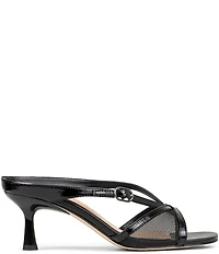 Donald Pliner Remixx Crinkle Patent Leather Mesh Buckled Thong Dress Sandals