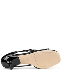 Donald Pliner Remixx Crinkle Patent Leather Mesh Buckled Thong Dress Sandals