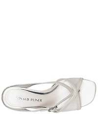 Donald Pliner Remixx Pearlized Leather Mesh Buckled Thong Dress Sandals