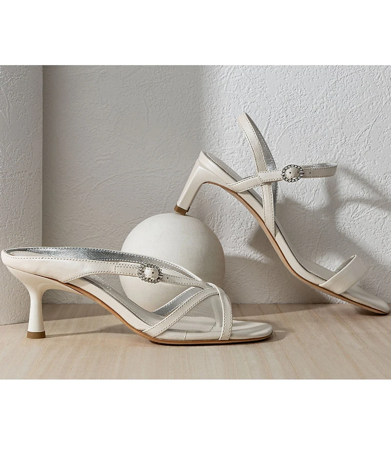 Donald Pliner Remixx Pearlized Leather Mesh Buckled Thong Dress Sandals