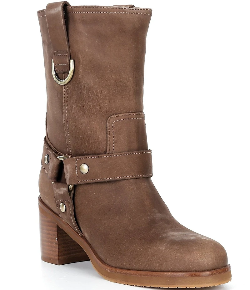 Donald Pliner Riegal Suede Mid Calf Engineer Boots