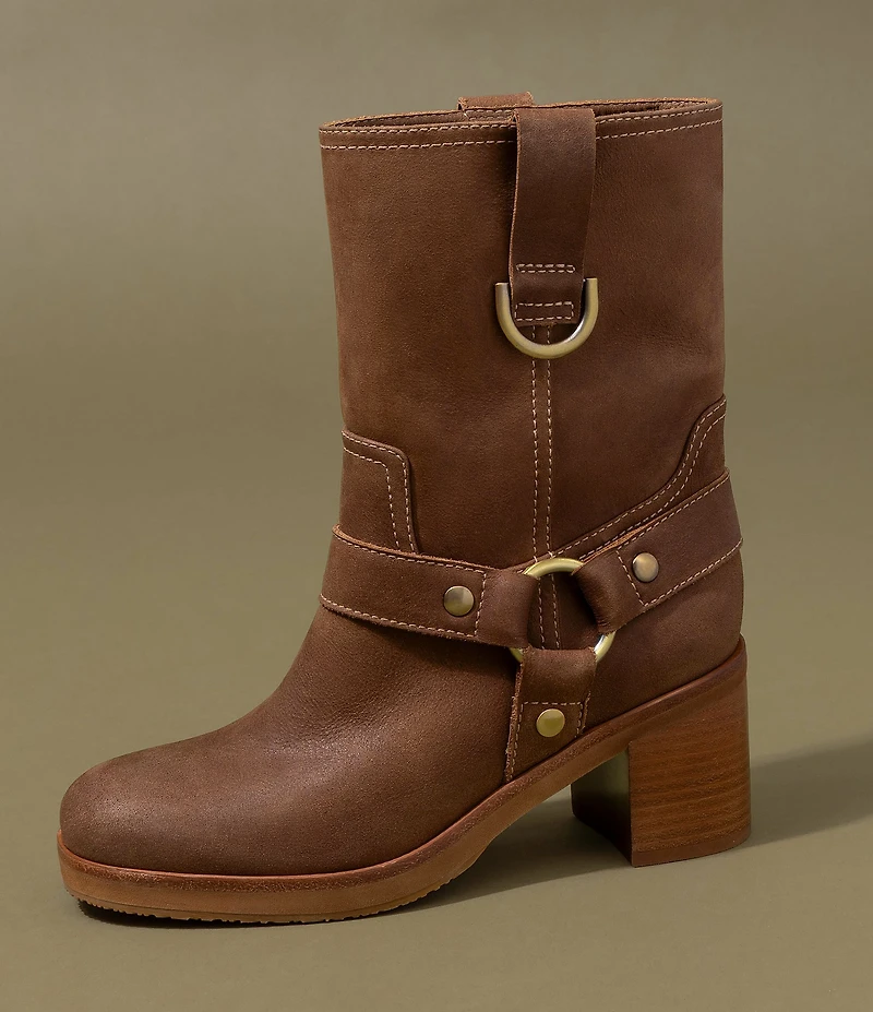 Donald Pliner Riegal Suede Mid Calf Engineer Boots