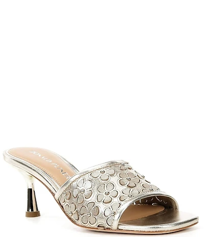 Donald Pliner Rikki Floral Cut Out Leather Dress Slide Sandals