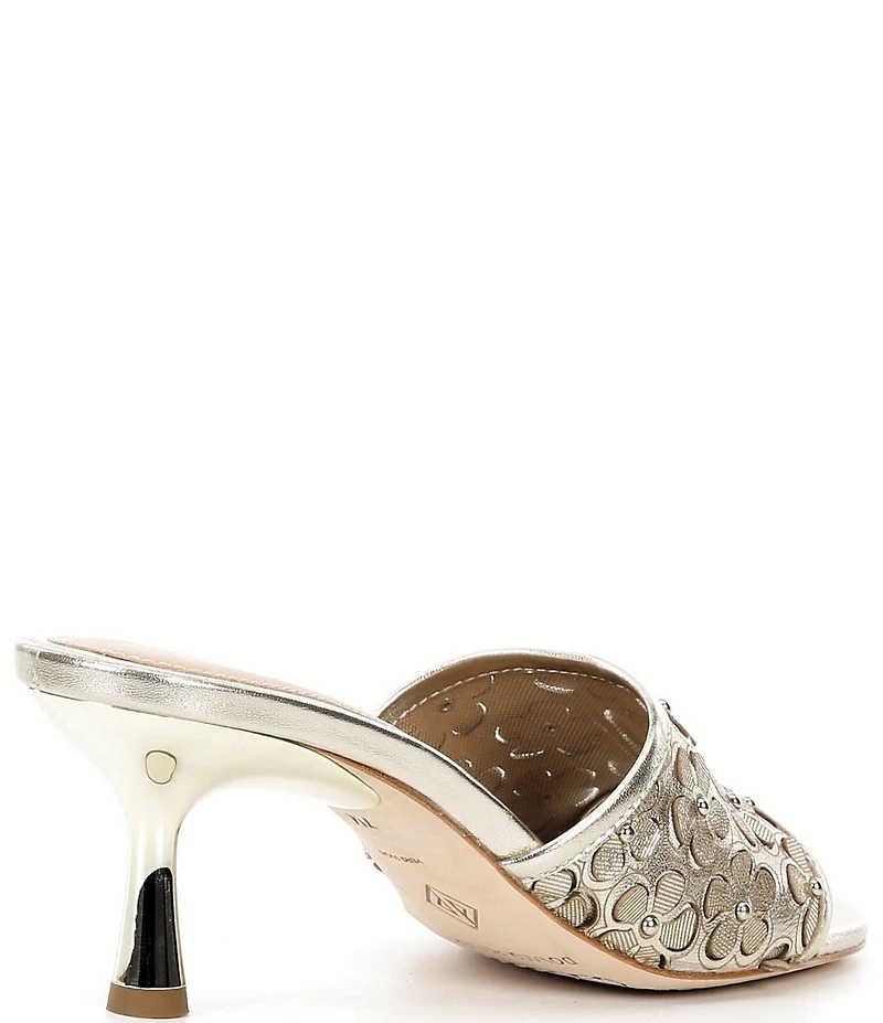 Donald Pliner Rikki Floral Cut Out Leather Dress Slide Sandals