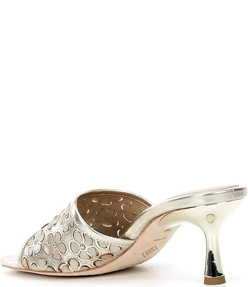 Donald Pliner Rikki Floral Cut Out Leather Dress Slide Sandals