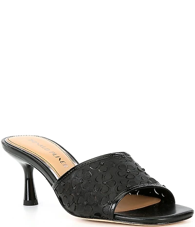 Donald Pliner Rikki Floral Cut Out Leather Dress Slide Sandals