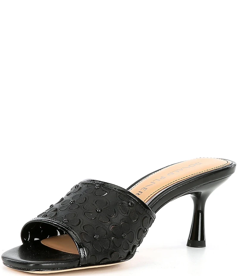 Donald Pliner Rikki Floral Cut Out Leather Dress Slide Sandals