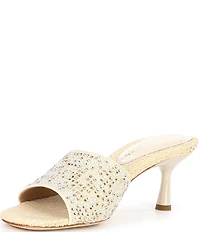 Donald Pliner Rikki Rhinestone Embellished Raffia Dress Slide Sandals