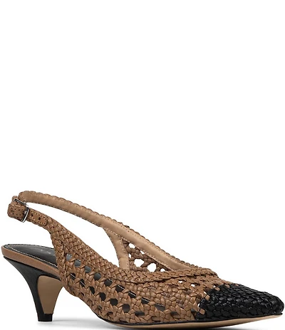 Donald Pliner Risha Colorblock Woven Leather Slingback Pumps