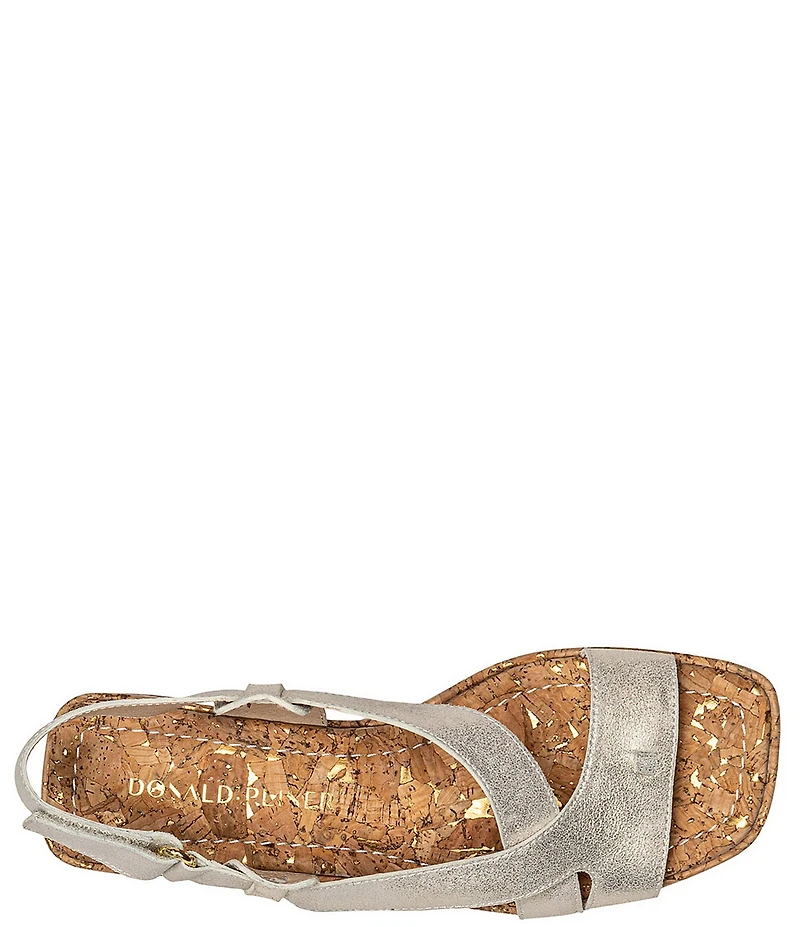 Donald Pliner Romin Metallic Leather Slingback Thong Block Heel Sandals