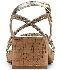 Donald Pliner Rosalie Braided Metallic Leather Strappy Slingback Block Heel Sandals