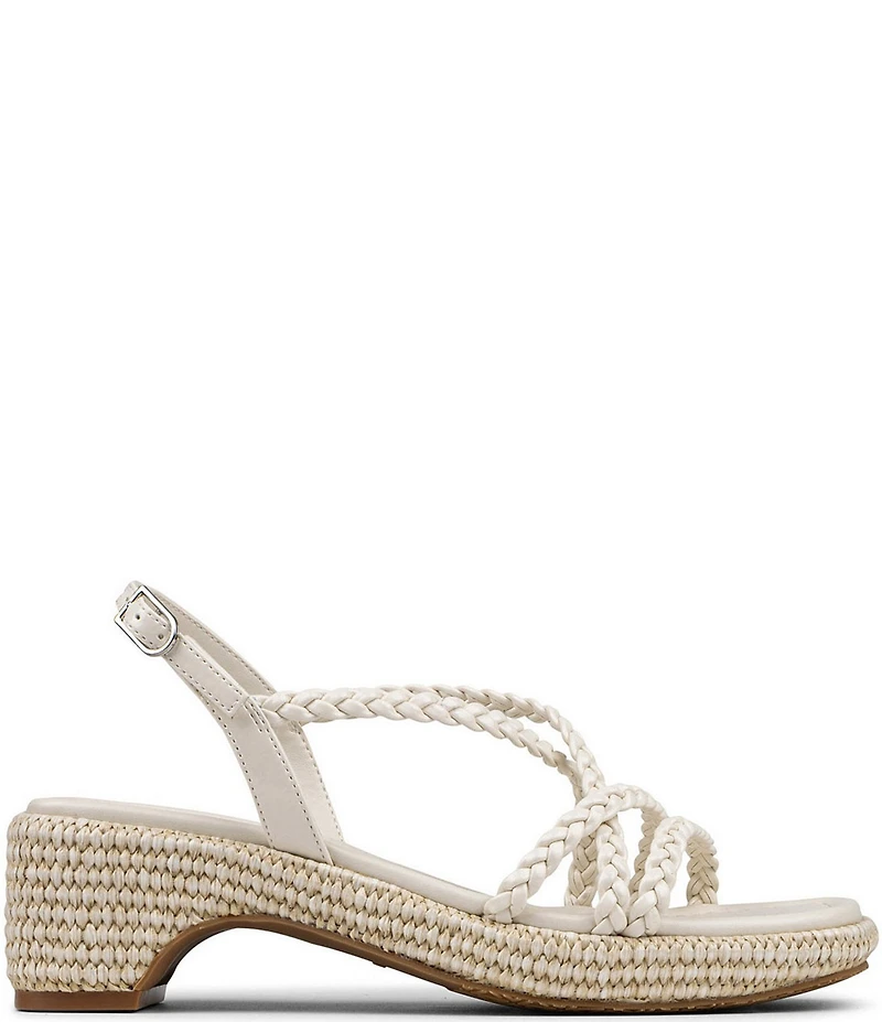 Donald Pliner Rosalie Braided Patent Raffia Slingback Block Heel Sandals