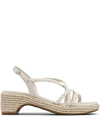 Donald Pliner Rosalie Braided Patent Raffia Slingback Block Heel Sandals