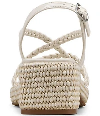 Donald Pliner Rosalie Braided Patent Raffia Slingback Block Heel Sandals