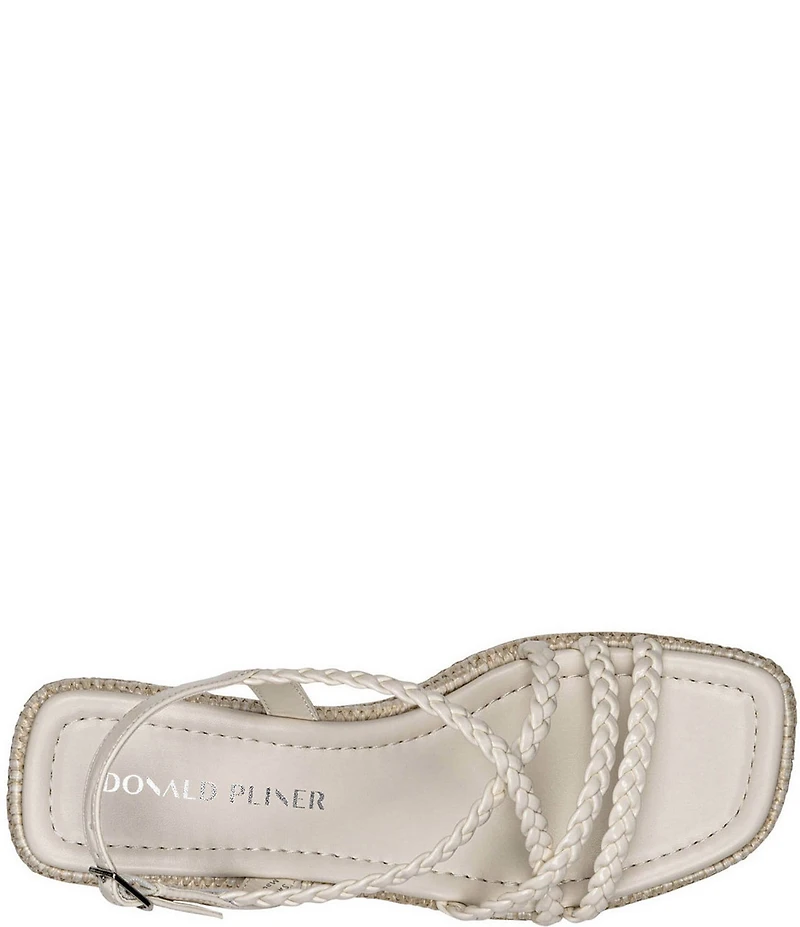 Donald Pliner Rosalie Braided Patent Raffia Slingback Block Heel Sandals