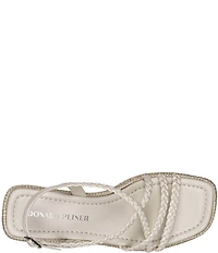 Donald Pliner Rosalie Braided Patent Raffia Slingback Block Heel Sandals