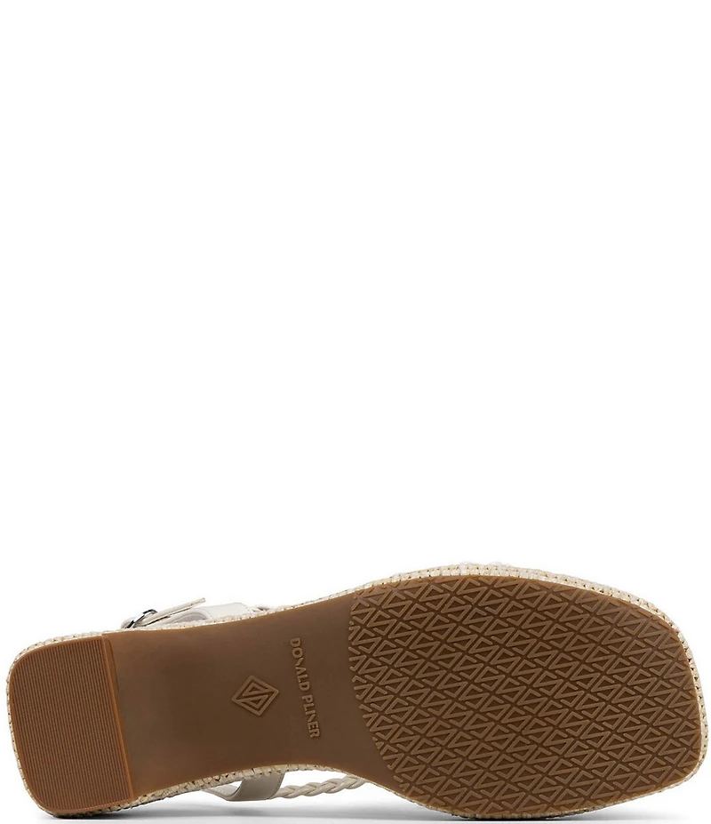 Donald Pliner Rosalie Braided Patent Raffia Slingback Block Heel Sandals