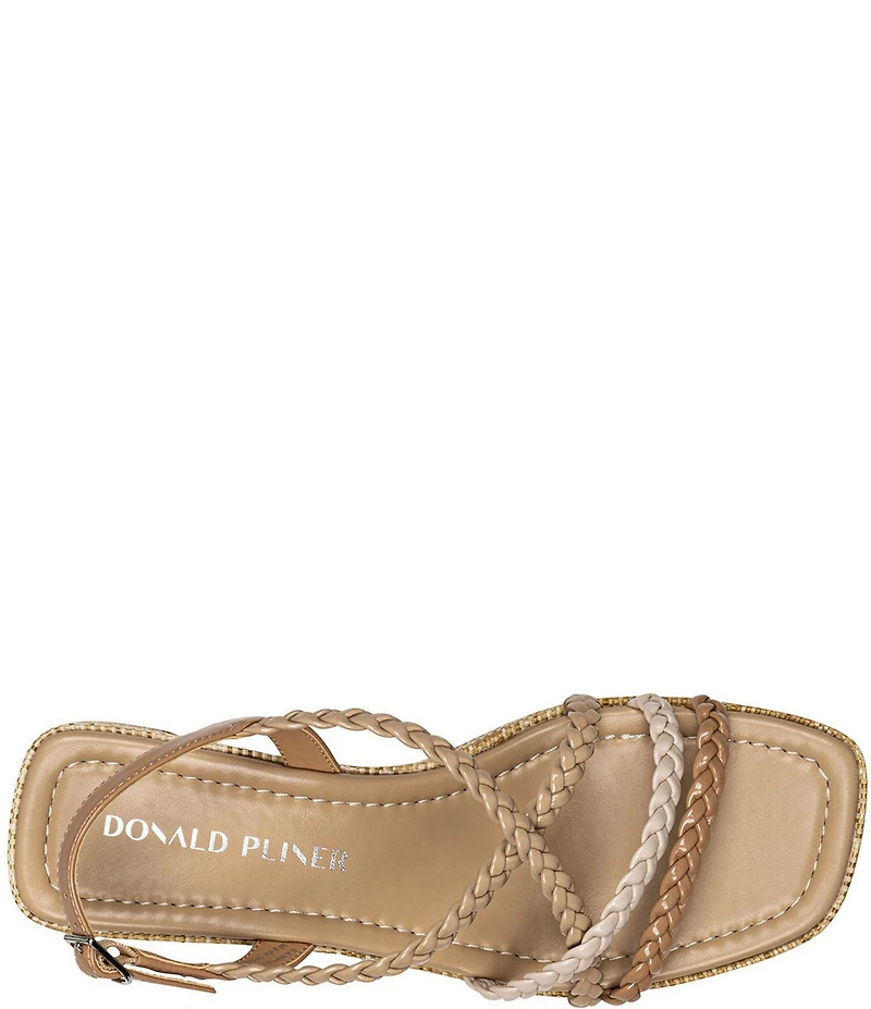 Donald Pliner Rosalie Braided Patent Raffia Slingback Block Heel Sandals