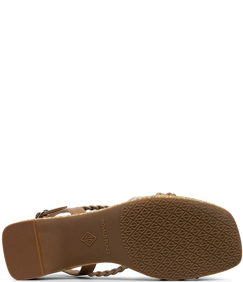 Donald Pliner Rosalie Braided Patent Raffia Slingback Block Heel Sandals