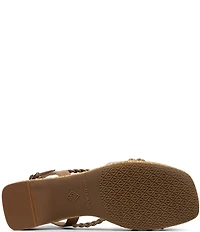 Donald Pliner Rosalie Braided Patent Raffia Slingback Block Heel Sandals