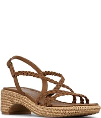 Donald Pliner Rosalie Braided Suede Strappy Slingback Raffia Heel Sandals