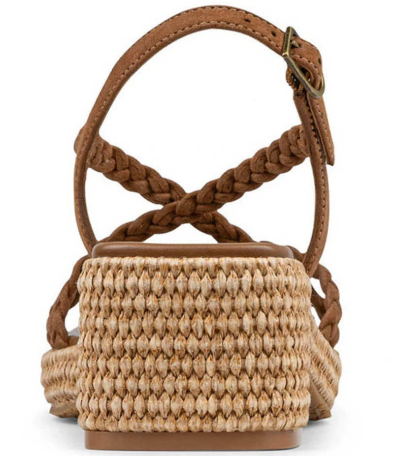 Donald Pliner Rosalie Braided Suede Strappy Slingback Raffia Heel Sandals