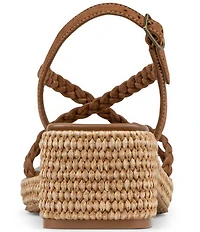 Donald Pliner Rosalie Braided Suede Strappy Slingback Raffia Heel Sandals