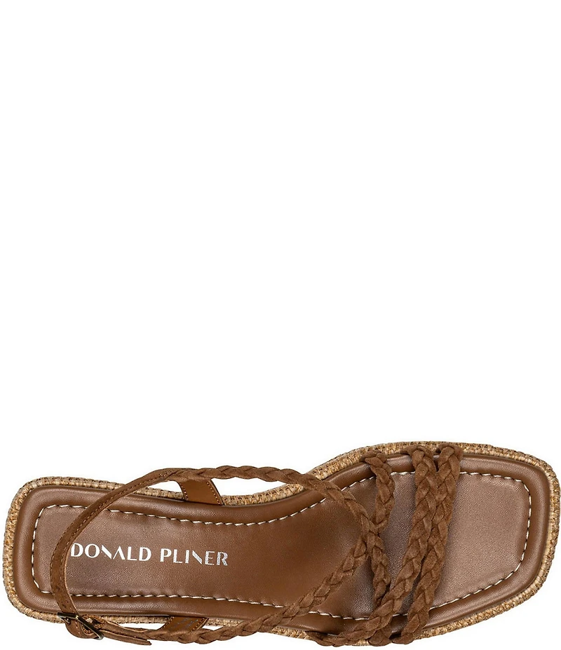 Donald Pliner Rosalie Braided Suede Strappy Slingback Raffia Heel Sandals