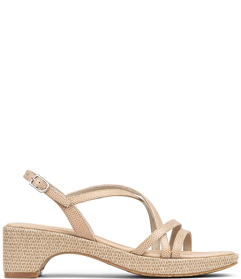 Donald Pliner Rosalie Lizard Print Leather Slingback Raffia Detail Sandals