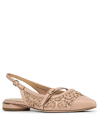 Donald Pliner Rozamay Floral Cut-Out Leather Slingback Flats