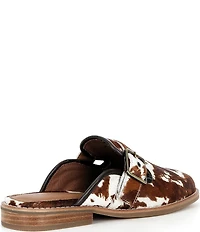 Donald Pliner Sabel Cow Print Haircalf Buckle Hardware Mules