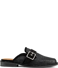 Donald Pliner Sabel Embossed Suede Buckle Hardware Mules