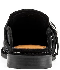 Donald Pliner Sabel Embossed Suede Buckle Hardware Mules