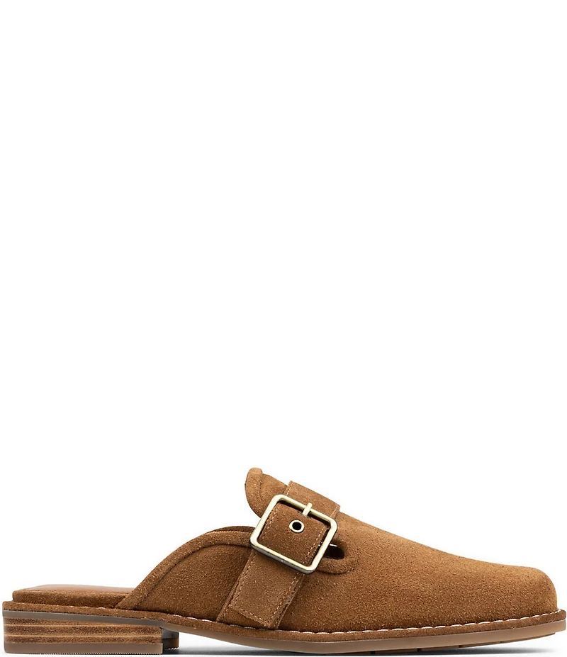 Donald Pliner Sabel Suede Buckle Hardware Mules