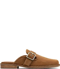 Donald Pliner Sabel Suede Buckle Hardware Mules