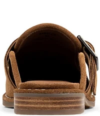Donald Pliner Sabel Suede Buckle Hardware Mules
