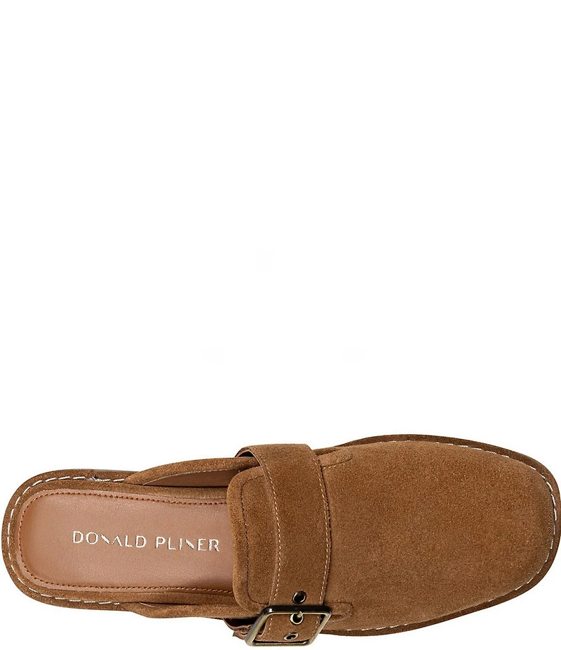 Donald Pliner Sabel Suede Buckle Hardware Mules