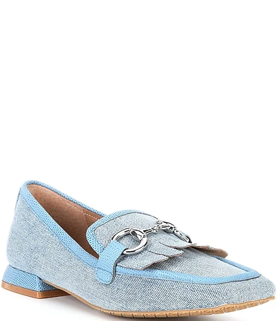 Donald Pliner Saeli Canvas Kilt Bit Buckle Loafers