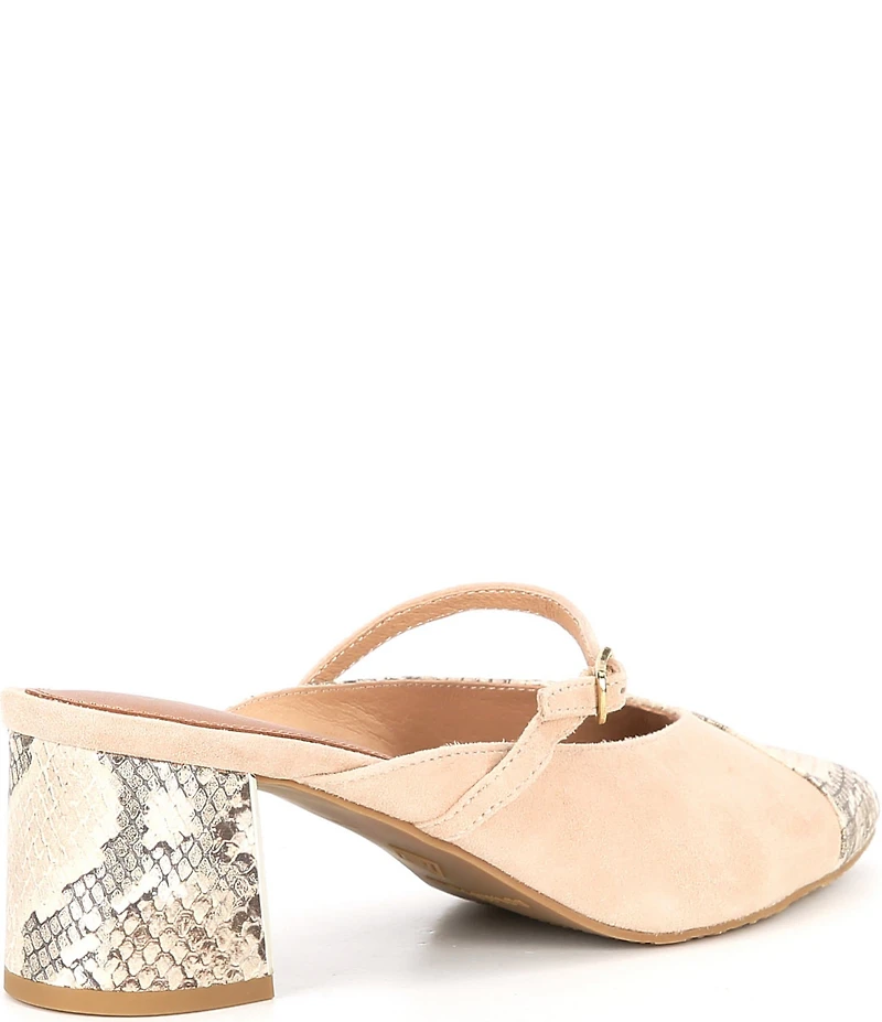 Donald Pliner Sahiba Snake Embossed Suede Dress Mules