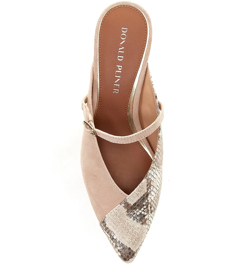Donald Pliner Sahiba Snake Embossed Suede Dress Mules