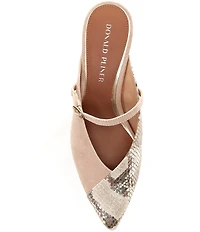 Donald Pliner Sahiba Snake Embossed Suede Dress Mules