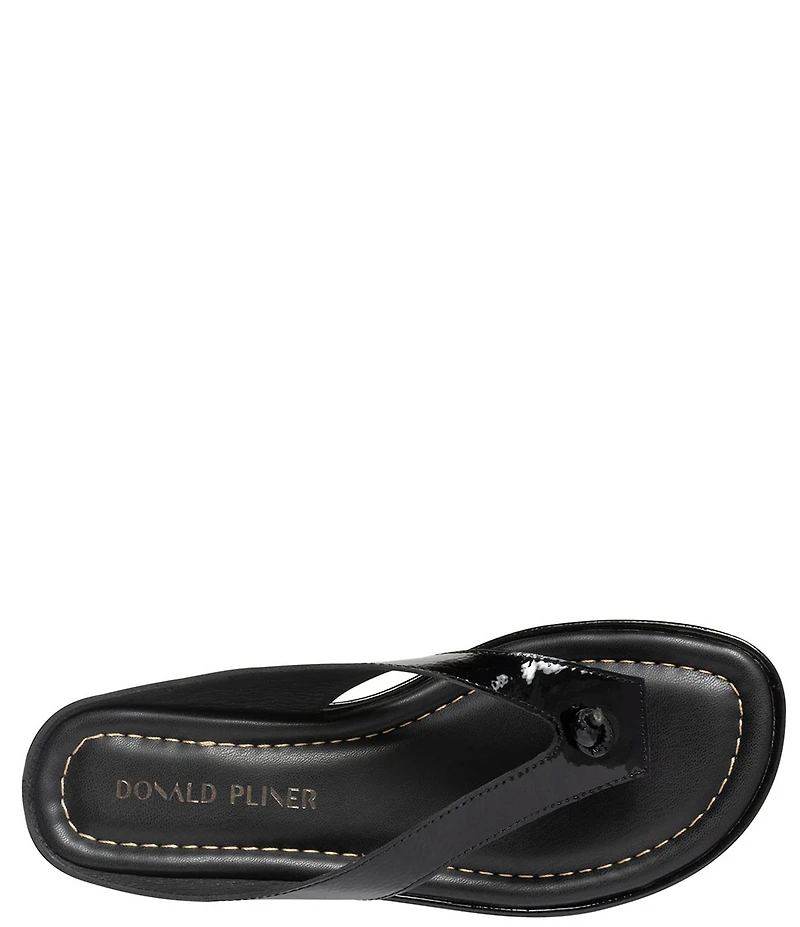 Donald Pliner Seena Crinkle Patent Leather Platform Thong Sandals