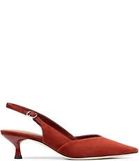 Donald Pliner Sodashi Suede Pointed Toe Slingback Kitten Heel Pumps